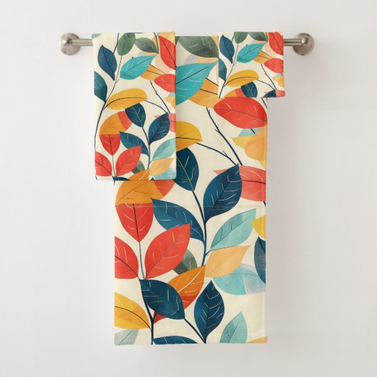 秋カラフルの葉型 バスタオルセット (インサイチュ)