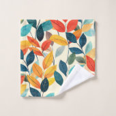 秋カラフルの葉型 バスタオルセット (ウォッシュタオル)