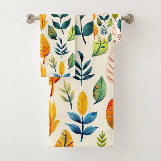 秋カラフルの葉型 バスタオルセット (インサイチュ)