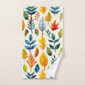 秋カラフルの葉型 バスタオルセット (ハンドタオル)