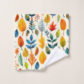 秋カラフルの葉型 バスタオルセット (ウォッシュタオル)