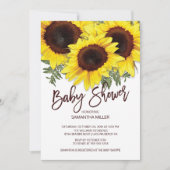 秋カラフルひまわり花ニュートラルベビーシャワー 招待状 (正面)