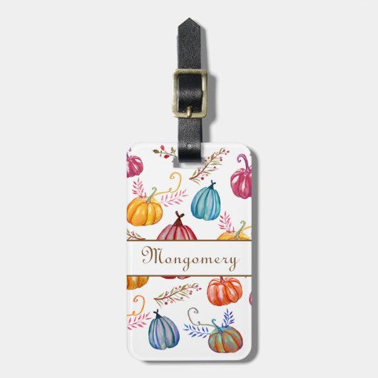 秋カラフルカボチャ名前をカスタムするラゲッジタグ ラゲッジタグ (正面縦)