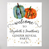 秋カラフルカボチャ性別がウェルカムサインを明らかにする ポスター (正面)