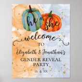 秋カラフルカボチャ性別がウェルカムサインを明らかにする ポスター (正面)