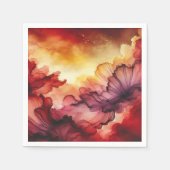 秋カラフルサンセットアルコールインクデカップ紙 スタンダードカクテルナプキン (正面)