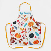 秋カラフルデザインハッピーサンクスギビングエプロン エプロン (正面)