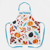 秋カラフルデザインハッピーサンクスギビング エプロン (正面)