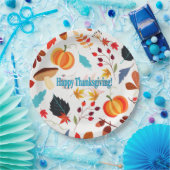 秋カラフルデザインハッピーサンクスギビング ペーパープレート (パーティー)