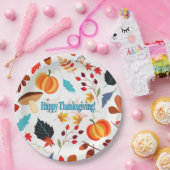 秋カラフルデザインハッピーサンクスギビング ペーパープレート (パーティー)