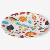 秋カラフルデザインハッピーサンクスギビング ペーパープレート (アングル)