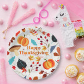 秋カラフルデザインハッピーサンクスギビング ペーパープレート (パーティー)