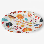 秋カラフルデザインハッピーサンクスギビング ペーパープレート (アングル)