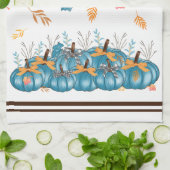 秋カラフルブルーパンプキンスキッチンタオル キッチンタオル (折り畳み)