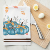 秋カラフルブルーパンプキンスキッチンタオル キッチンタオル (四つ折り)