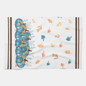 秋カラフルブルーパンプキンスキッチンタオル キッチンタオル (横)