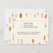 秋カラフルホワ素朴イトバーンウェディングRSVPカード ノートカード (裏面)