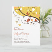 秋カラフルラブバード赤ちゃんシャワー招待状 招待状 (スタンド正面)