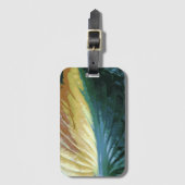 秋カラフルリーフ写真、緑の黄色の茶色 ラゲッジタグ (正面縦)