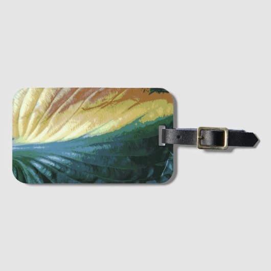 秋カラフルリーフ写真、緑の黄色の茶色 ラゲッジタグ (正面横)