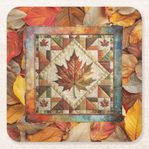 秋カラフルリーフ紅葉紙コースター