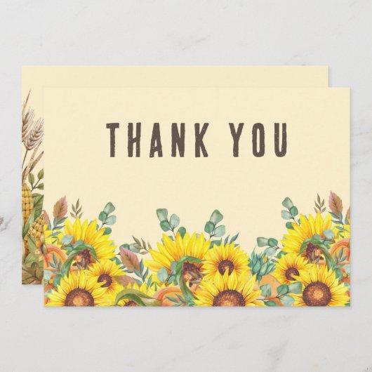 秋カラフルヴィービーサンクスギビングディナーパーティー サンキューカード (正面/裏面)