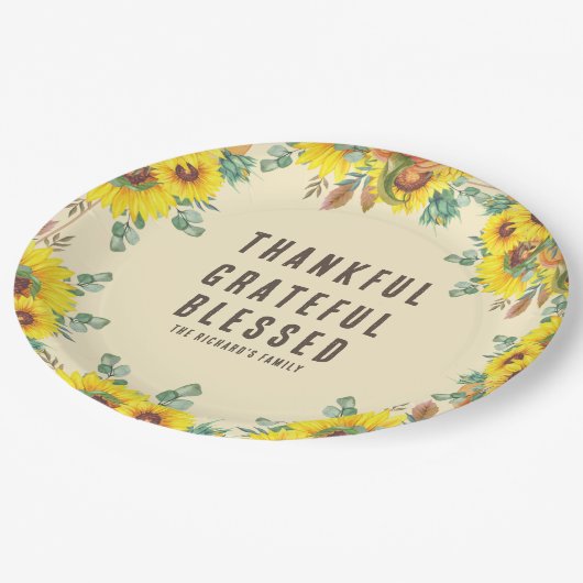 秋カラフルヴィービーサンクスギビングディナーパーティー ペーパープレート (アングル)