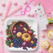 秋カラフル感謝用脱毛症アレンジメント ペーパープレート (パーティー)