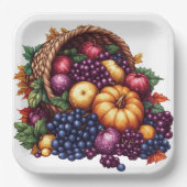 秋カラフル感謝用脱毛症アレンジメント ペーパープレート (正面)