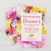 秋カラフル感謝祭ディナー招待状 招待状 (正面/裏面)