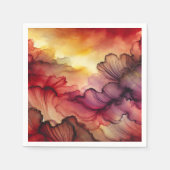 秋カラフル日没アルコールインクデカップ紙 スタンダードカクテルナプキン (正面)