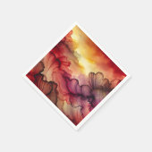 秋カラフル日没アルコールインクデカップ紙 スタンダードカクテルナプキン (角)
