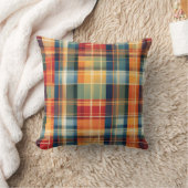 秋カラフル秋の格子戸プリント クッション (ブランケット)