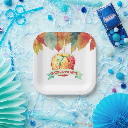 秋カラフル秋の砂糖漬けアップルパーティー ペーパープレート (パーティー)