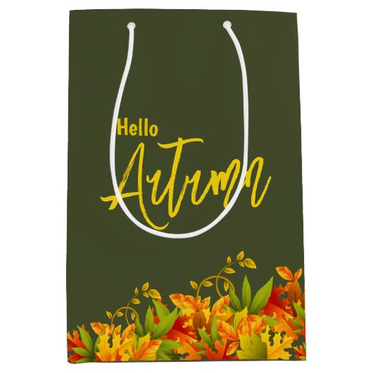 秋カラフル秋の秋の離れ抱き枕 ミディアムペーパーバッグ (正面)