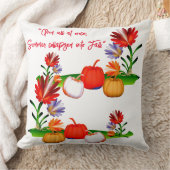 秋カラフル秋の緑の葉カボチャフローラ クッション (ブランケット)