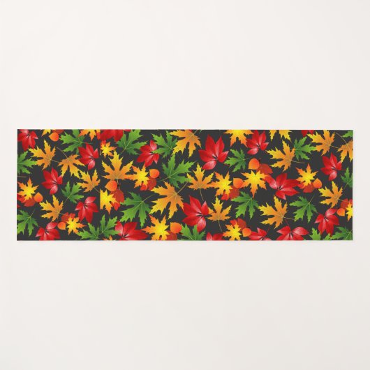 秋カラフル秋カエデの葉抽象芸術模様 ヨガマット (正面(横))