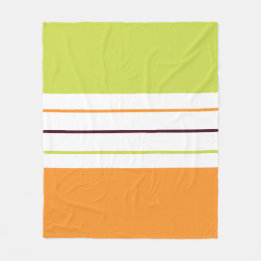 秋カラフル秋グリーンオレンジパタストライプのーン フリースブランケット