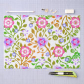 秋カラフル花渦巻形の柄ニース 薄葉紙 (クラフト)