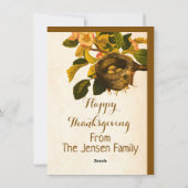 秋カラフル茶の花ハッピーサンクスギビング シーズンカード (裏面)