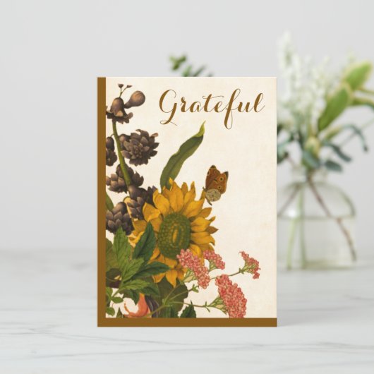 秋カラフル茶の花ハッピーサンクスギビング シーズンカード (スタンド正面)