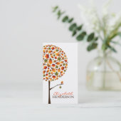 秋カラフル葉ズオータムポップ・アートのツリー自然モダン 名刺 (スタンド正面)