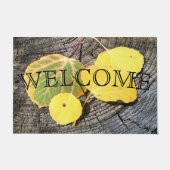 秋カラフル《植物》アスペン葉カスタム素朴 ドアマット (正面)