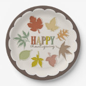 秋カラフル/紅葉ハッピーサンクスギビング ペーパープレート (正面)