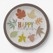 秋カラフル/紅葉ハッピーサンクスギビング ペーパープレート (正面)