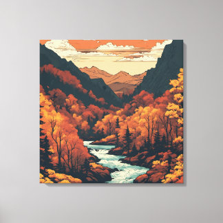 秋カラーオンザコロラドリバーグラフィックアート キャンバスプリント