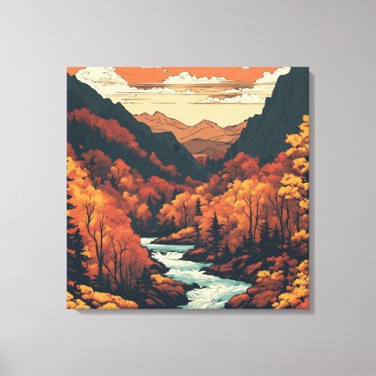 秋カラーオンザコロラドリバーグラフィックアート キャンバスプリント (正面)