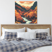 秋カラーオンザコロラドリバーグラフィックアート キャンバスプリント (インサイチュ (寝室))