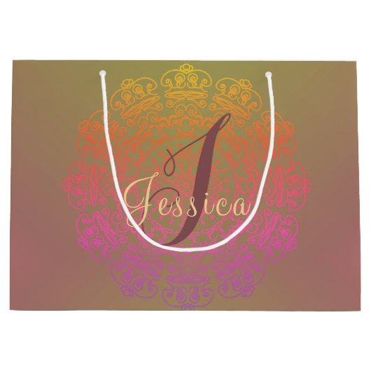 秋カラーマンダラモノグラム抱き枕 ラージペーパーバッグ (正面)