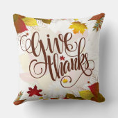 秋カラー与えリーフと感謝していエレガント文字 クッション (裏面)